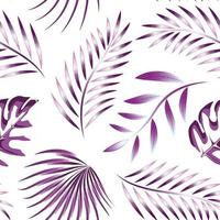 Ursprüngliches tropisches Laub nahtloses Muster mit lila exotischen Pflanzen und Blättern auf weißem Hintergrund. einfarbiges, stilvolles Laub. Natur Hintergrundmuster. Vektor-Design-Vorlage. Naturtapete vektor