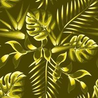 einfarbige stilfarbe vogel der paradiesblume, monstera-blattpflanzen und nahtloses muster der palmblätter. Vektordesign. Naturtapete. tropisches Muster. exotische Tropen. Naturtapete. Sommer vektor