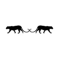 gehender, stehender tiger, leopard, gepard, schwarzer panther, große katzenfamiliensilhouette für logo oder grafikdesignelement. Vektor-Illustration vektor