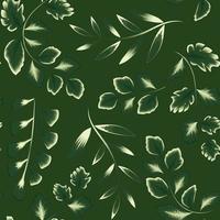 Vintage tropische Blätter Musterdesign Vektordesign mit leuchtenden Pflanzen auf dunklem Hintergrund. Trend abstraktes nahtloses Muster mit einfarbigen tropischen Blättern und Pflanzen. Naturtapete vektor