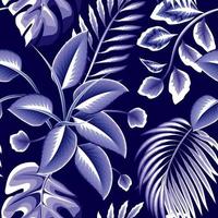 årgång abstrakt sömlös tropisk mönster med ljus blå enfärgad djungel illustration, monstera handflatan löv. modern skriva ut textur. vektor design. natur tapet dekor. exotisk sommar