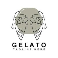 is grädde gelato logotyp design, ljuv mjuk kall mat, vektor varumärke företag Produkter