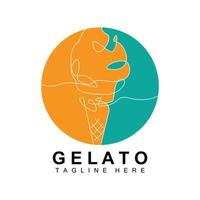 is grädde gelato logotyp design, ljuv mjuk kall mat, vektor varumärke företag Produkter