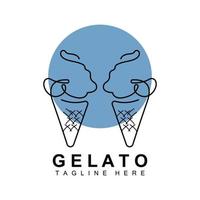 Eiscreme-Gelato-Logo-Design, süße weiche kalte Speisen, Produkte der Vektormarke vektor