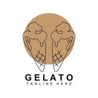 Eiscreme-Gelato-Logo-Design, süße weiche kalte Speisen, Produkte der Vektormarke vektor