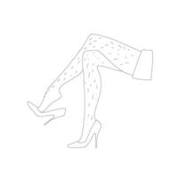 weibliche unrasierte haarige beine in roten high heels. Linie . Vektor