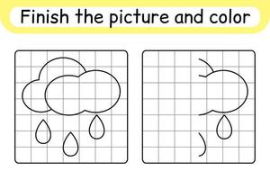 Vervollständigen Sie die Bildwolke. Kopieren Sie das Bild und die Farbe. beende das Bild. Malbuch. pädagogisches Zeichenübungsspiel für Kinder vektor