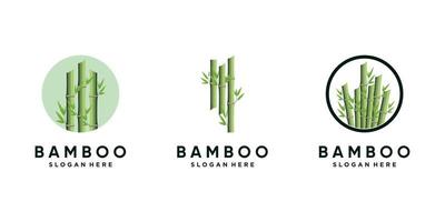 uppsättning av bambu träd logotyp design bunt med kreativ begrepp premie vektor