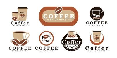 Satz von Kaffee-Logo-Design-Bundle für Café-Symbol mit kreativem Konzept-Premium-Vektor vektor