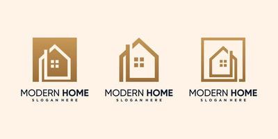 uppsättning av modern hus logotyp design bunt med kreativ unik begrepp premie vektor