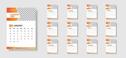 Lycklig ny år 2023 abstrakt vägg kalender design mall vektor