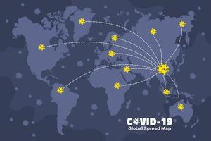 covid-19 global spridningskarta från Kina vektor
