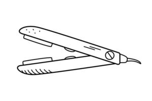 Symbol für Haarglätter, heißes elektrisches Bügeleisen zum Glätten von Haaren. vektorillustration der gefalteten schere, gekritzelart, lokalisiert auf weiß vektor