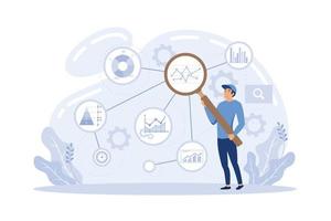 Technischer Trader, der Aktiencharts analysiert, Krypto-Marktanalyse, technische Analysewerkzeuge Investment-Aktienhandel basierend auf Diagrammdiagrammen. digitale Währungsmarkttransaktionen. elektronisches Geld vektor