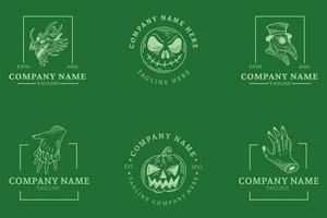 minimalistisk grön företag logotyp mallar uppsättning mystisk element vektor
