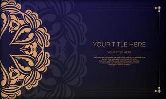 Vorlage für ein druckbares Design einer Einladungskarte mit einem luxuriösen Ornament. Lila Vektorbanner mit griechischen Luxusornamenten für Ihr Design. vektor