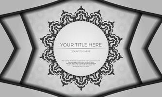 vit vektor bakgrund med svart ornament och plats för din design. inbjudan kort design med mandala prydnad.