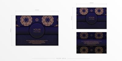 Vektorvorbereitung der Einladungskarte mit Vintage-Mustern. stilvolle vorlage für postkartendruckdesign in lila farbe mit luxuriösem griechisch vektor