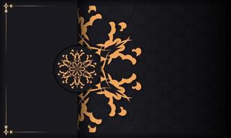 svart baner med indisk ornament och plats under de text. tryckfärdig inbjudan design med mandala mönster. vektor