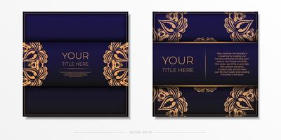 framställning ett inbjudan kort med årgång ornament. eleganta vektor mall för vykort skriva ut design i lila Färg med lyx grekisk