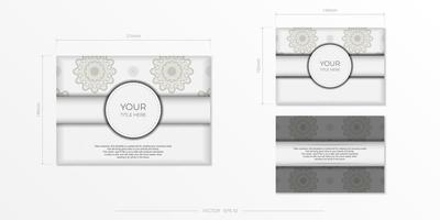årgång vit vykort förberedelse med abstrakt prydnad. vektor mall för utskrift design