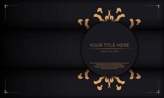 svart baner med indisk ornament och plats för din text. inbjudan kort design med mandala mönster. vektor