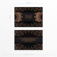 lyxig vektor vykort i svart Färg med årgång mönster. inbjudan kort design med mandala prydnad.
