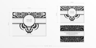 vektor framställning vykort vit färger med indisk ornament. mall för design tryckbar inbjudan kort med mandala mönster.