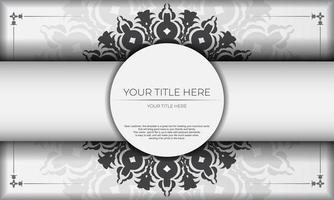 Vektordesign der Einladungskarte mit luxuriösen Mustern. Weißes Banner mit griechischen Luxusornamenten für Ihr Design. vektor