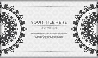 mall för design tryckbar inbjudan kort med lyxig mönster. vit baner mall med grekisk lyx ornament och plats under text. vektor