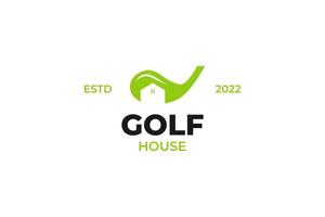 flache golfschläger haus logo symbol vektor illustration idee