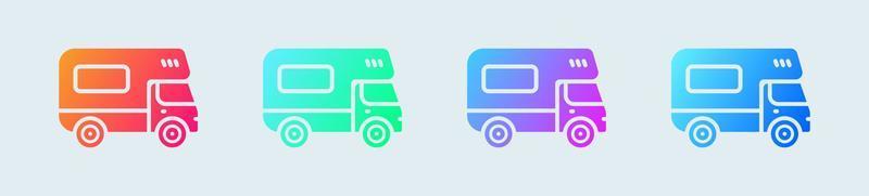 husbil skåpbil fast ikon i lutning färger. rekreations fordon tecken vektor illustration.