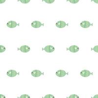 söt illustrerade mönster med fisk, bläckfisk, alger, skal. ritad för hand fisk på en mönster för textilier, barns Kläder, tapet, omslag papper, smartphone fall. vektor