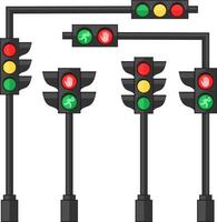 LED-Ampeln mit roten, gelben oder grünen Lichtern auf transparentem Hintergrund. die regeln der straßenvektorillustration vektor