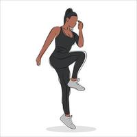 Illustration eines Mädchens, das Aufwärmübungen macht, die an Ort und Stelle laufen, flaches Design vektor