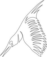 vogelfliegende strichzeichnungsart, die vogelskizze schwarz linear isoliert auf weißem hintergrund und die beste vogelfliegende vektorillustration. vektor