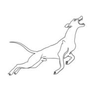 Hundesprunglinie Kunstzeichnungsart, die Hundeskizze schwarz linear isoliert auf weißem Hintergrund, die Hundelinie Kunstvektorillustration. vektor