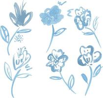 botanische Wildblumen des schönen Aquarells. handgezeichnete doodler florale vektorillustration. vektor