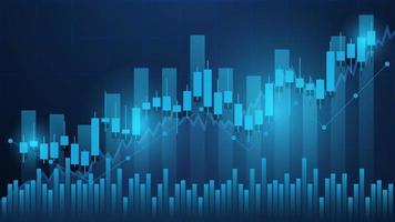 ekonomi situation begrepp. finansiell företag statistik med bar Graf och ljusstake Diagram visa stock marknadsföra pris och valuta utbyta på blå bakgrund vektor