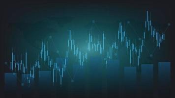 finansiell företag statistik med bar Graf och ljusstake Diagram visa stock marknadsföra pris och valuta utbyta på mörk grön bakgrund vektor