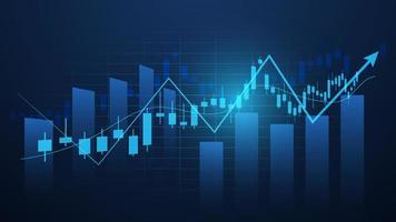 ekonomi situation begrepp. finansiell företag statistik med bar Graf och ljusstake Diagram visa stock marknadsföra pris och valuta utbyta på blå bakgrund vektor