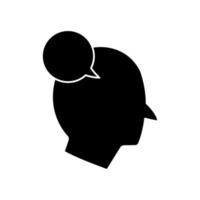 Kopf-Personen-Symbol mit Chat. symbol im zusammenhang mit diskussion, kommunikation. Glyphen-Icon-Stil, solide. einfaches Design editierbar vektor