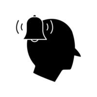 Kopfsymbol mit Glocke. Glyphen-Icon-Stil, solide. einfaches Design editierbar vektor