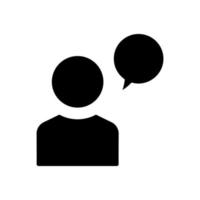 Personensymbol mit Chat. symbol im zusammenhang mit diskussion, geschäft. Glyphen-Icon-Stil, solide. einfaches Design editierbar vektor