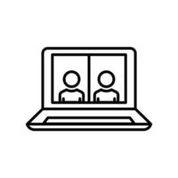 Laptop-Symbol mit Menschen. symbol im zusammenhang mit diskussion, geschäft. Liniensymbolstil. einfaches Design editierbar vektor