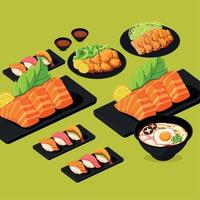 japansk mat maträtter vektor
