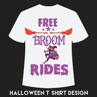 fri kvast rider t-shirt design för halloween vektor