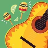 mexikanische maraca und gitarre vektor