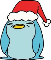 Weihnachtskarikatur des kawaii Pinguins vektor