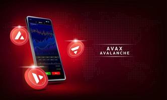 lavin mynt och telefon. app för handel crypto valuta på de Rör skärm smartphone. data analys stock marknadsföra. trender och finansiell strategi. mobil bank kryptovaluta. vektor 3d.